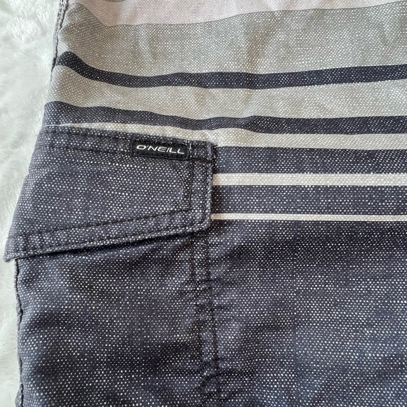 O’NEILL Board Shorts Cargo Side Pocket Swim Gradient Striped Gray Blue Men’s 40 - Picture 10 of 17